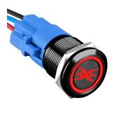 ETOPARS Noir Coque 19mm Interrupteur à Bouton Poussoir 12V 5A Interrupteur à Bascule Voiture Etanche Métal Commutateur avec Prise de Fil Rouge Lumière Coin