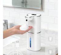 Etopgo Distributeur de savon automatique 380 ml - Distributeur de savon mousse électrique à montage mural - Rechargeable par USB - Distributeur de savon sans contact - Étanchéité IPX5 - Pour salle de