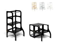 Ette Tete – Tour d'apprentissage STEP'n'Sit® – Convertible 2 en 1 – Fermoirs en laiton – Noir