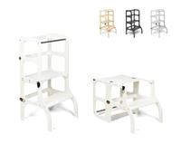 Ette Tete – Tour d’apprentissage Step'n'Sit – Convertible 2-en-1 – Blanc, fermoirs laiton