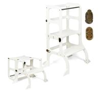 Ette tete Tour d'apprentissage - table « Step'n'Sit », blanc / fermoirs laiton, support supplémentaire