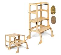 Ette tete Tour d'apprentissage - table « Step'n'Sit », bois / fermoirs dorés, support supplémentaire