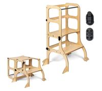 Ette tete Tour d'apprentissage - table « Step'n'Sit », bois / fermoirs noirs, avec support supplémentaire