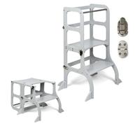 Ette tete Tour d'apprentissage - table « Step'n'Sit », gris clair / fermoirs argentés, support supplémentaire