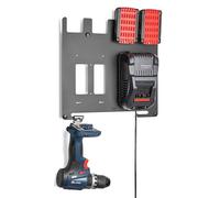 etterr • Support métallique mural pour batteries et chargeurs Bosch Professional 18 V • Compatible avec GAL 18V-40, GAL 18V-160C, 1880 CV, 3680 CV et GAX 18V-30 • Station de charge • Crochet perceuse