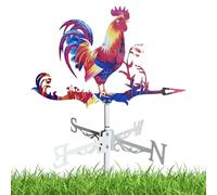 ETUCYNG 65 x 36 cm - Girouette - Coq - Animaux colorés - Météo - Pour prévisions météorologiques pour animaux en plein air - Pour toit, abri de jardin ou clôture