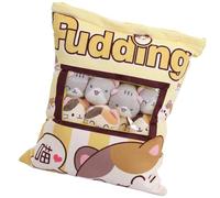 ETUCYNG Coussin en Peluche pour Chat - Coussin à collation - Jouet Mignon - Coussin en Peluche - Coussin à Jeter - pour Pudding et collation - avec Chat en Peluche - 40 x 36 cm - 8 Chats Mignons