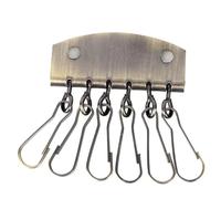 Étui à Clés en Cuir, 6 Crochets avec Clip de Fermeture, Organisateur de Porte-clés, Pochette de Rangement, Bronze