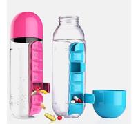 Étui À Pilules De Sept Jours De 600ml, Bouteille D'eau De Sport En Plastique Pratique Avec Boîte À Pilules Quotidienne Organisateur Tasse De Randonnée
