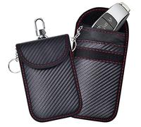 Etui Anti Rfid Clé Voiture, 2 Pcs Pochette Anti Rfid Clé Voiture, Protection Contre le vol de Signal, Protection Contre le Piratage, Bloqueur Signal Clef Voiture (Texture Fibre Carbone)