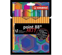 STABILO Feutres Point 88 Arty – Pointe fine 0,4 mm à capuchon – Pochette de 18 assortis