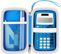 Étui compatible avec la calculatrice scientifique Texas Instruments TI-30XIIS - Sac de rangement avec poche en maille supplémentaire pour stylos, câbles USB et accessoires - Bleu