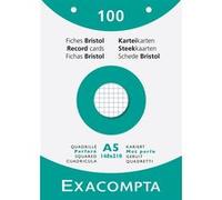 Fiche bristol 148 x 210 mm quadrillée 5 x 5 blanche perforée Exacompta - Boîte de 100