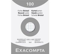 Exacompta – Fiche bristol 105 x 148 mm quadrillée 5x5 blanche non perforée – Boîte de 100