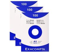 Étui de 100 fiches bristol blanc uni non perforé 148x210mm - EXACOMPTA - Lot de 3