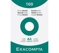 Étui de 100 fiches - bristol ligné non perforé 148x210mm - Blanc