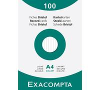 Étui de 100 fiches - bristol ligné non perforé 210x297mm - Blanc