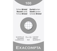 Étui de 100 fiches - bristol quadrillé 5 x 5 non perforé 125 x 75 mm