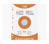 Étui de 100 fiches - bristol quadrillé 5x5 perforé 210x297mm - Couleurs assorties