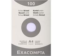 Etui de 100 fiches bristol quadrillées non perforées A4 Exacompta 210 x 297 mm Blanc Blanc G