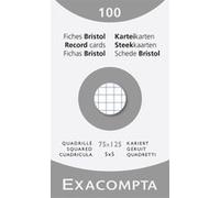Exacompta - Étui de 100 fiches bristol 75 x 125 mm quadrillées 5x5 non perforées blanc 210 g