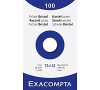 Exacompta - Réf. 13301E - Étui de 100 fiches bristol unies non perforées - format 75 x 125 mm - compatibles avec imprimante jet d'encre, laser et photocopieur - couleur blanc