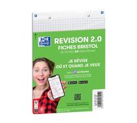 Fiche bristol 210 x 148 mm quadrillée 5 x 5 perforée blanche Oxford Révision 2.0 - Sachet de 32