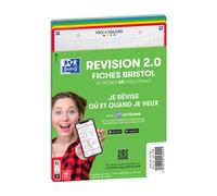 Fiche bristol 210 x 148 mm quadrillée 5 x 5 perforée couleurs assorties Oxford Révision 2.0 - Sachet de 32
