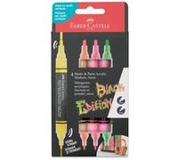 Faber-Castell 285505 Black Edition Shake & Paint Marqueurs Acryliques, Ensemble de 4 marqueurs couleurs néon, Double pointe 3mm & 1mm, Imperméables, Marqueurs artistiques multi-surfaces pour adultes