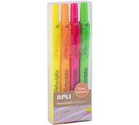 Étui de 4 surligneurs - Couleurs fluo - Rétractable - Apli