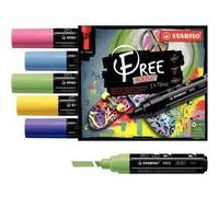 [693/5] STABILO Etui carton 5 marqueurs pointe large FREE acrylic T800C Set 1...