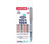 Stylo roller Uni Ball Eye pointe 0,7 mm écriture moyenne couleurs assorties fun- Pochette de 5