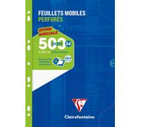 Clairefontaine Feuillets mobiles A4 perforés 4 trous sous étui 90 g 500 pages 5 x 5 mm