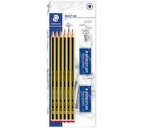 Crayons À Papier Hb En Bois De Haute Qualité, Étui Blister De 6 Crayons Hb Et 2 Gommes Originales Mars Plastic,