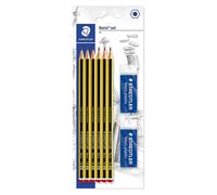 Crayons À Papier Hb En Bois De Haute Qualité, Étui Blister De 6 Crayons Hb Et 2 Gommes Originales Mars Plastic,