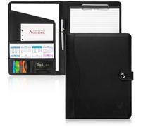 Étui de documents A4, noir, lot de 5, en cuir synthétique (PU)