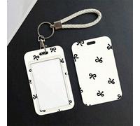 Étui de protection durable en plastique pour carte d'identité et carte de bus/repas - Blanc avec motif de cœur noir, étui de protection résistant aux rayures 5 pièces,10 pièces,1 pièceABS