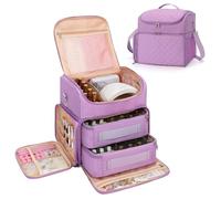 Étui de rangement extra large pour vernis à ongles pouvant contenir plus de 86 à 100 bouteilles de vernis à ongles et lampe à ongles, sac de transport pour fournitures d'ongles avec 2 pochettes