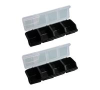 Étui de rangement pour écrous et boulons, paquet de 2, Black | Boîte de rangement longue à 4 compartiments avec couvercle givré pour le des tiroirs de garage