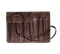 Étui en cuir pour stylo plume (peut contenir 6 stylos) - Pochette pour stylo plume fabriquée à la main avec sangle robuste et rabat rabattable - Pochette en cuir sécurisée avec deux poches ouvertes