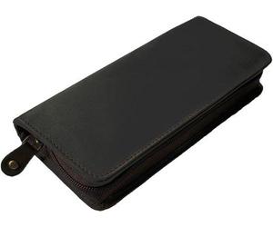 Étui en cuir pour stylos, design allemand, style vintage, pouvant contenir 7 stylos, marron foncé, taille moyenne.