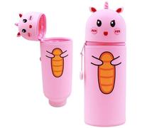 Étui en silicone 2-en-1, ensemble stylo à bille et porte-monnaie, motif licorne rose.