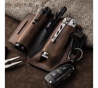 Étui multifonction en cuir, organiseur de ceinture EDC pour homme, organiseur de poche EDC pour lampe de poche et outil multifonction
