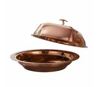 Etyldya Cloche de Service Ronde Couverture Alimentaire Plateau Couvercle Dome Cuisine Inox Protège des Poussières avec Poignée Confortable Adaptée aux, Or Rose, 44cm