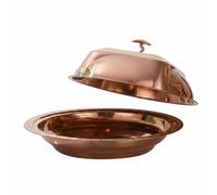 Etyldya Cloche de Service Ronde Couverture Alimentaire Plateau Couvercle Dome Cuisine Inox Protège des Poussières avec Poignée Confortable Adaptée aux, Or Rose, 48cm