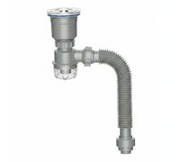 Etyldya Drain de Lavabo de Cuisine Kit de Plomberie Évier Évacuation Siphon Tuyau Raccord Étanche Anti-odeur PP Épais et Acier Inoxydable Compact Flexible, Gobelet Haut