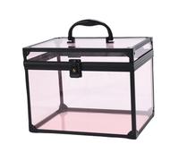 Etyldya Organisateur de Maquillage, étui Cosmétique Transparent, Portable et Anti-poussière En Acrylique, élégant Coffret En Forme de Couronne pour Bijoux et, Noir Transparent Rose