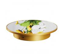 Etyldya Présentoir Rotatif Socle Miroir Plateforme Tournante Motorisée Base Cylindrique Fonction Rotation Surface Lisse Adapté à la Prise de Vue Bijoux, Doré Miroir, 26x26x35cm
