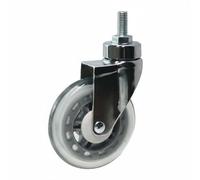 Etyldya Roulette Médicale Roulette Pivotante Roulette Filetée Roulette de Verrouillage avec Support en Acier et Bande de Roulement PU avec Double Roulement, 4IN, Embout Chrome M12 Pivot