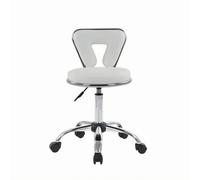 Etyldya Siège de Coiffure Professionnel Chaise de Salon Tabouret Rotatif Fauteuil de Maquillage Dossier Rembourré Hauteur Ajustable Colonne à et Cinq Roues, Blanc